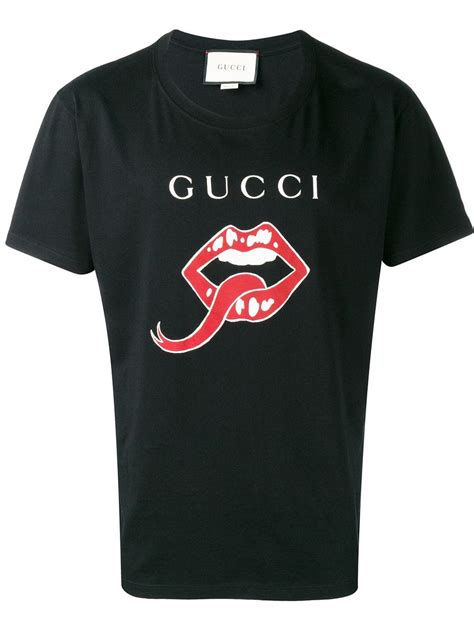 gucci mouth t shirt black|ladies black gucci t shirt.